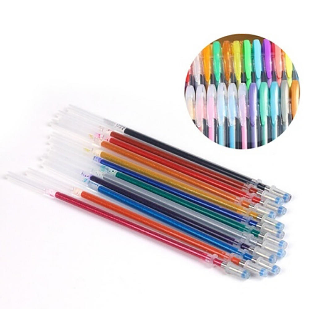 48pcs Gel Pens Gel Refills Rollerball Neon Glitter Pen Drawing Colors 60ml