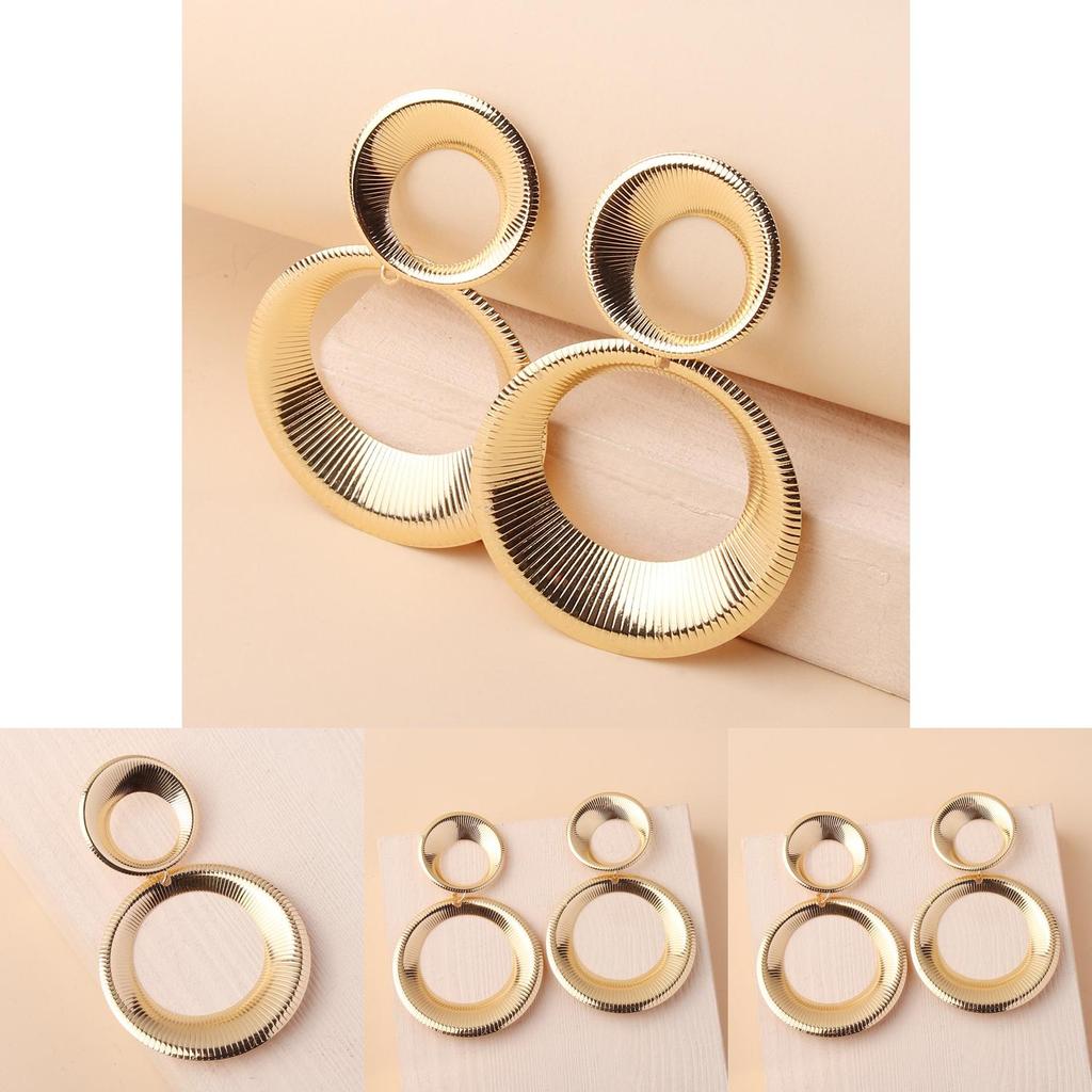 Elegant Metal Earrings With Geometric Shape And Gold Finish For Women Fashion Accessories Wedding Gift