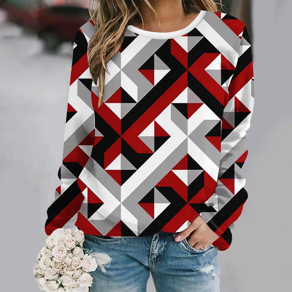 autumn and winter new fashion round neck long sleeve printed elegant casual loose hoodie
