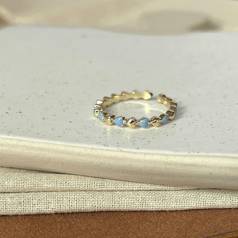 Elegant French Iris Violet Enamel Drop Oil Zircon Ring For Women Fashion Accessory