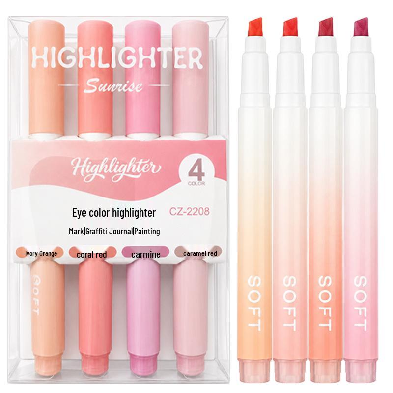 New Gradient Morandi Highlighter Pen Set - Large Capacity, Eye-Friendly Fluorescent Colors