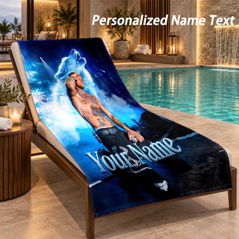 Kontra K Custom Name Beach Towel Large Soft Towel for Indoor Bathroom Outdoor Beach