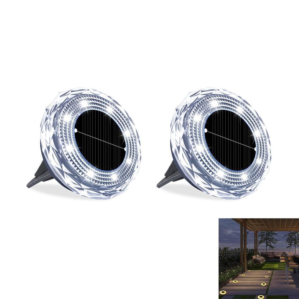 2 шт. Солнечный дисковый светильник на солнечной батарее, водонепроницаемый, садовый, уличный, подземный, лампа для дома