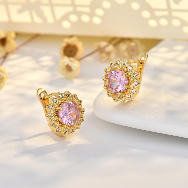 BELLA BOX Трансграничные серьги-клипсы с подсолнухом из бриллиантов, медные серьги с цирконом, высококлассный аксессуар для женщин