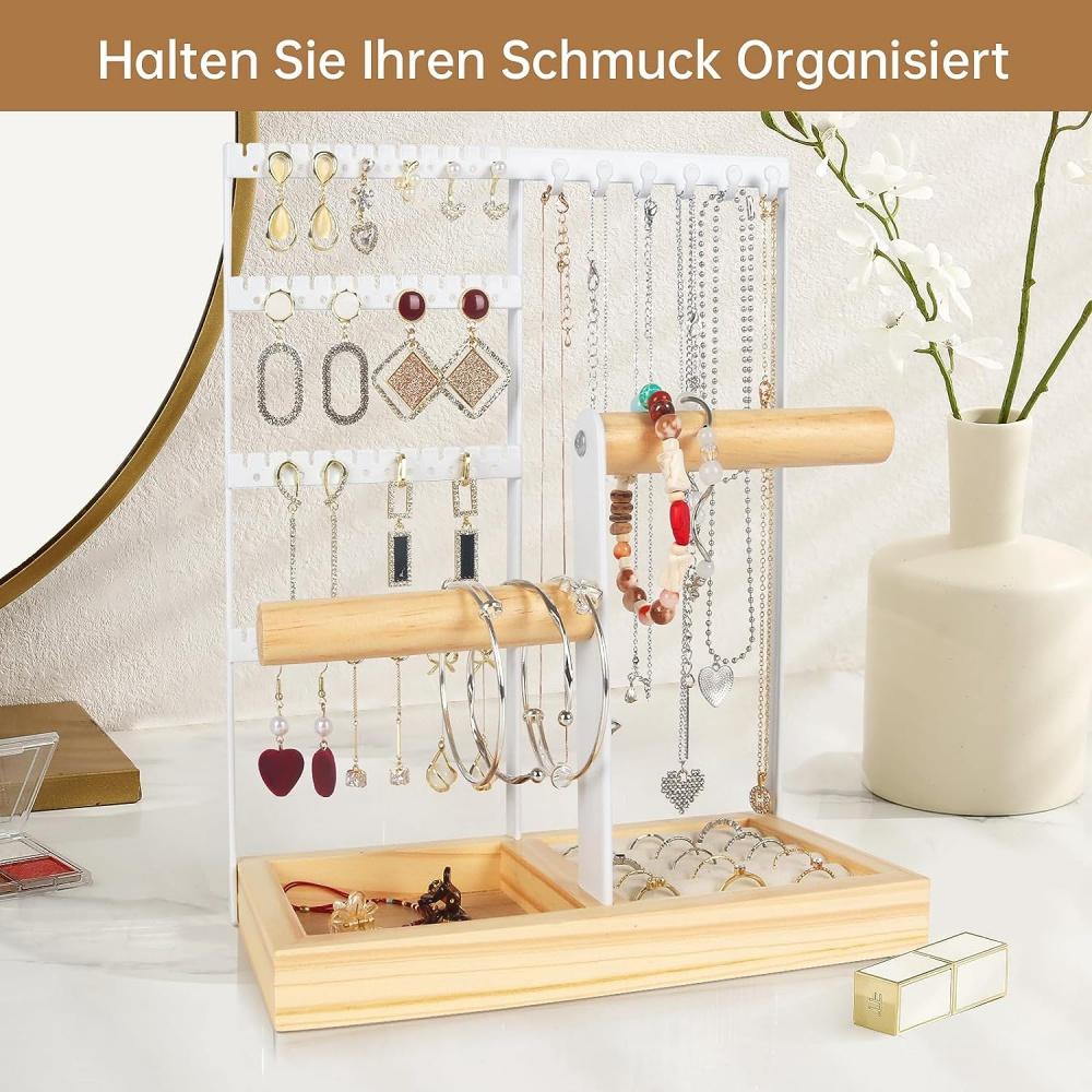 Подставка для украшений, Подставка для украшений, Подставка для серег, Подставка для цепочек с подставкой для хранения, Подставка для украшений из дерева и металла, Хранение украшений