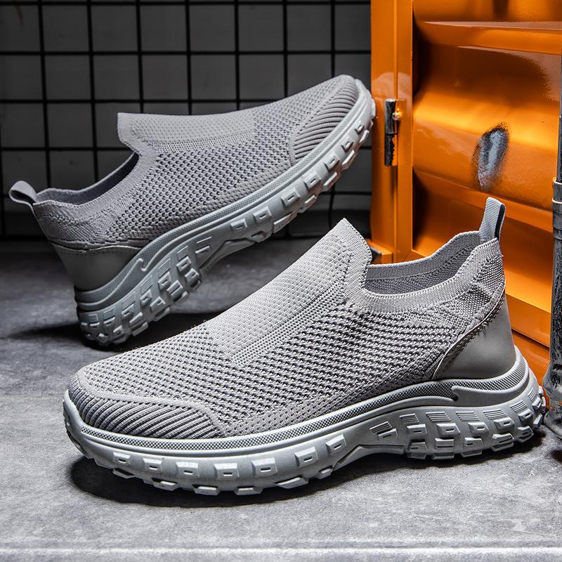 In the Spring of 25 Years, the New Trendy and Versatile Men's Single Shoes, Medium Socks, One Pedal, Flying-woven Breathable Casual Shoes
