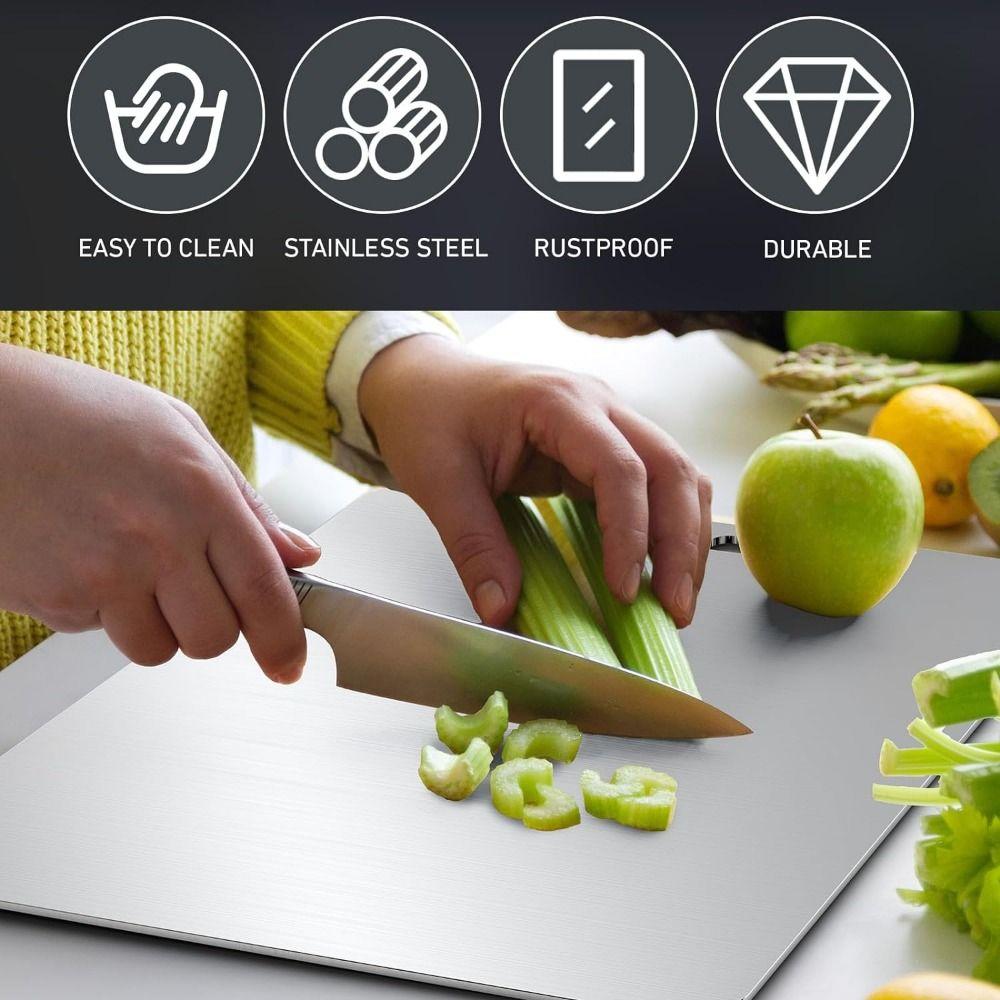 Stainless Steel Chopping Boards Double Sided Baking Board Dishwasher Safe Cutting Board  Kitchen