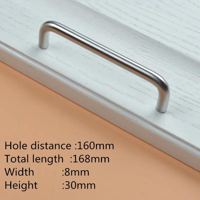 2pc Stainless Steel U Type Door Handles Dresser Knobs Kitchen Cabinet Knobs and Handles for Furniture Hardware Diameter 8mm