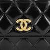Chanel Classic Flap CF 23A Vintage Handle Diamond Quilted Polished Lambskin Embossed Buckle Leather Chain Women's Regular Shoulder Crossbody Bag Black