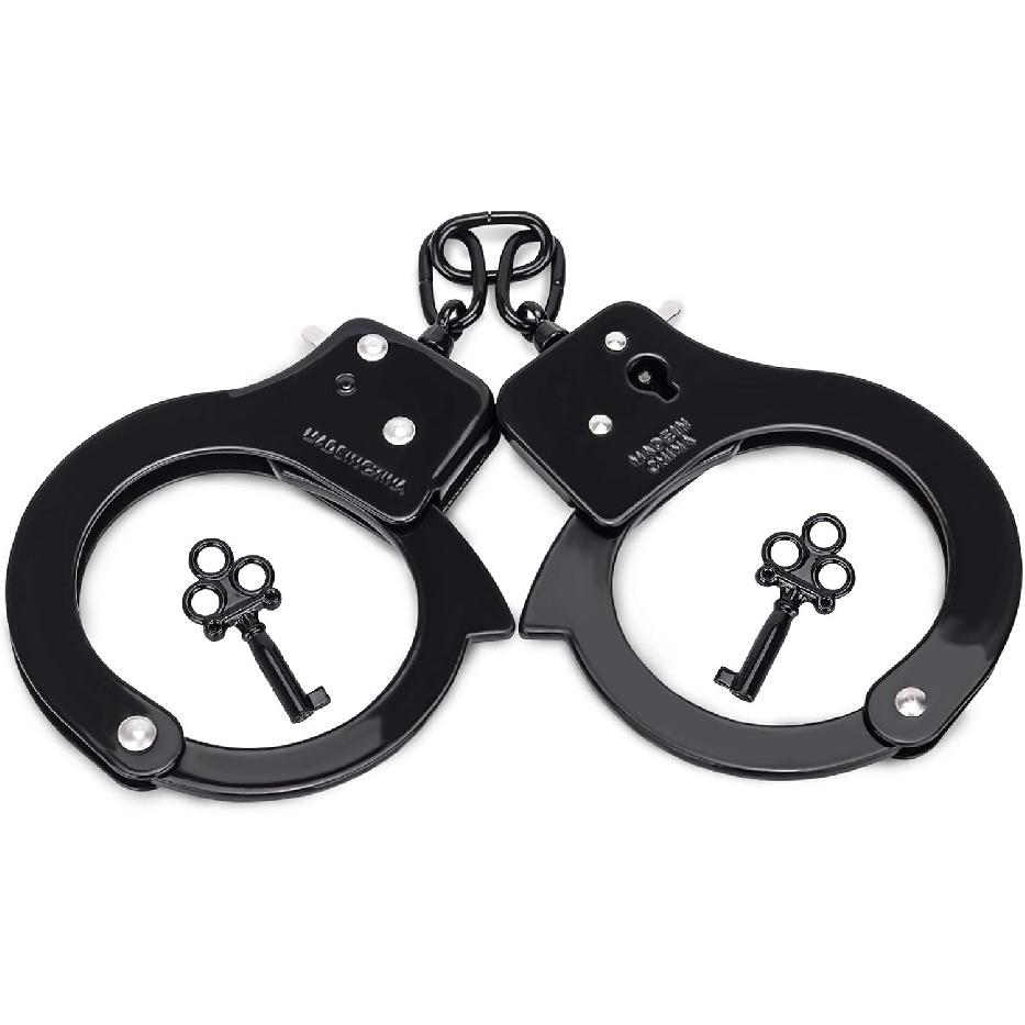 Metal toy handcuffs Police handcuffs Children's toy handcuffs(Black)