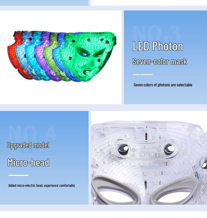 Светодиодный косметический прибор: Семицветная светотерапевтическая маска для ухода за кожей лица и шеи