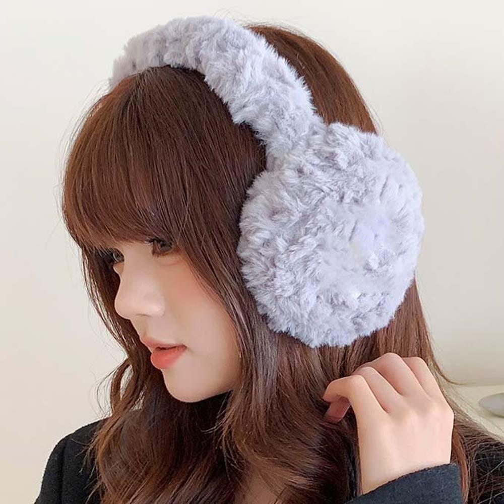 Plush Solid Color Earmuffs Soft Winter Thicken Earflap Fashion Foldable Ear Cover Women