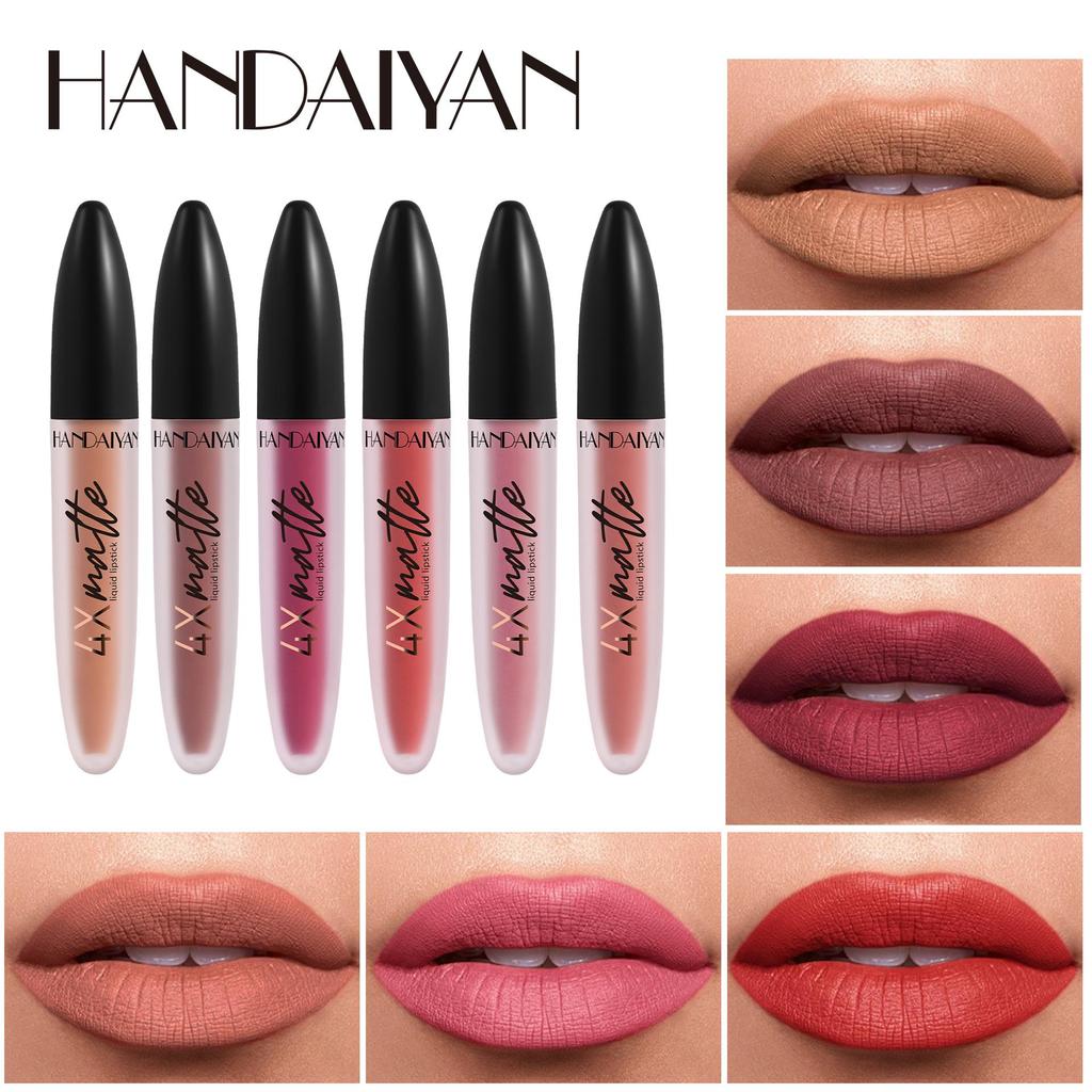 HANDAIYAN Matte Waterproof Lip Gloss Sexy Lipgloss Liquid Lipstick Nude Pink Purple Makeup Long Lasting Tinted Lip Glaze