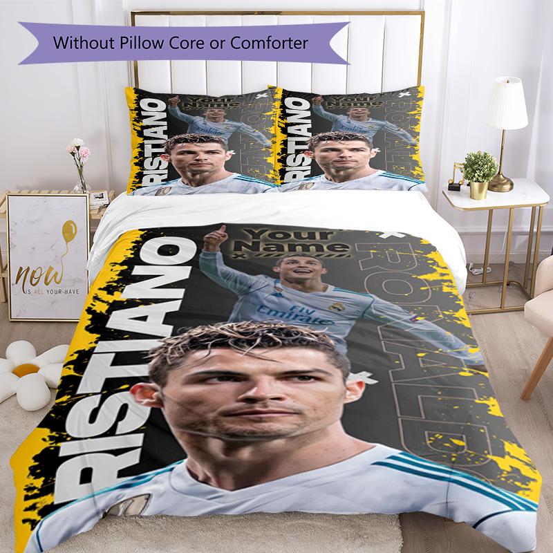 Cristiano Ronaldo Customizable Name Duvet Cover Set Perfect for Decorate room Breathable Duvet Cover Custom Room Decor Gift for Festivals