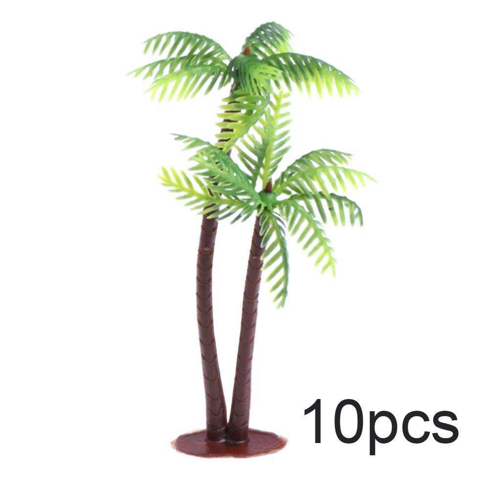 Plastic 10pcs Bonsai Craft Leaf Fake Miniature Coconut Palm Tree Artificial Plants Micro Landscape