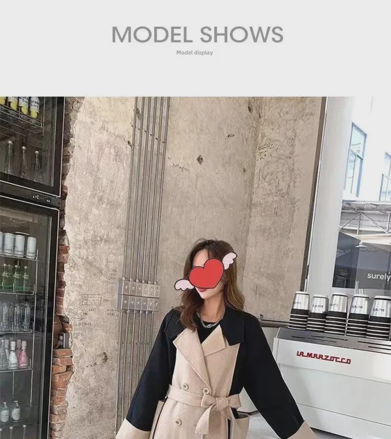 Модное женское шерстяное пальто средней длины - осень/зима 2024 г., облегающий крой, универсальная модель, идеально подходит для весны и осени.