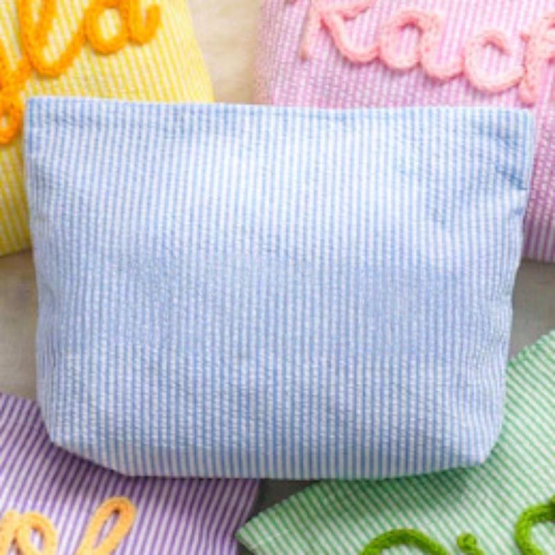 1 шт. Сумка для макияжа и дорожная косметичка из сирсакера — Портативная сумка для туалетных принадлежностей с мягким текстурированным полосатым дизайном