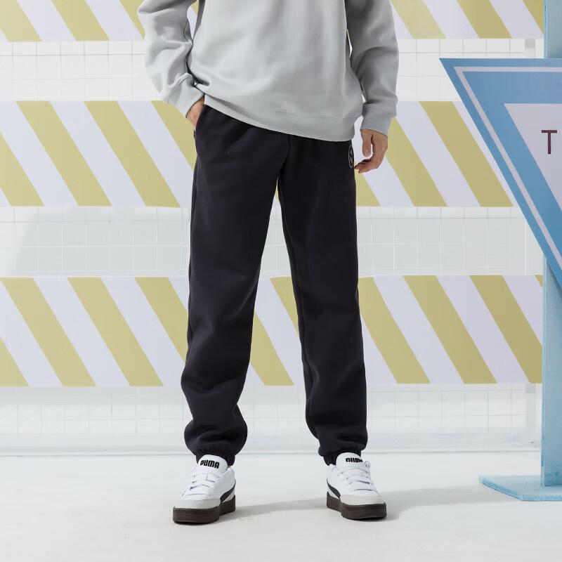 Puma Трикотажные брюки для бега, тренировок, фитнеса, с твердым логотипом, унисекс, черные 627881-75