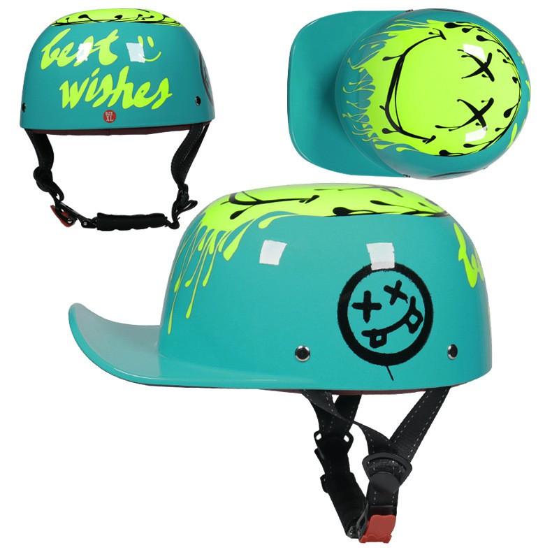 Stylish Retro Gangster Baseball Cap Helmet Men Women ABS Motorcycle Half With Custom Graphic Designs