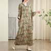 Real Early Spring New Holiday Style Travel V-neck Literary and Retro Medium and Long Meat-covering Cotton and Linen Dress