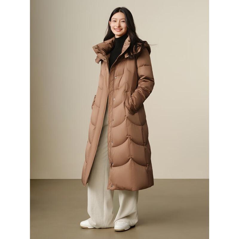 JIUZI Elegant Hooded Duck Down Coat with Fur Collar