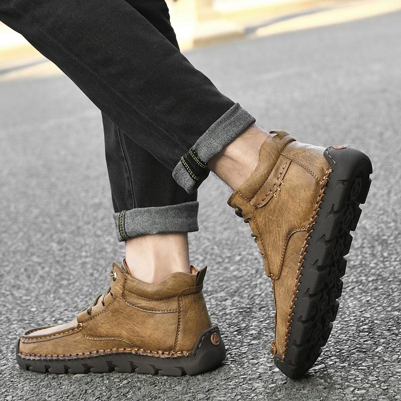 39-48 Мужская повседневная обувь среднего размера, уличная кожаная обувь, туфли большого размера на плоской подошве ручной работы