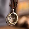 Fashion Punk Vintage Leather Choker Circle Pendants Jewelry Sweater Necklace Clothes Decor
