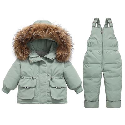 Зимняя куртка-пуховик для малышей 1-3 лет, утепленный костюм для мальчиков и девочек, новый костюм из двух частей, комбинезон со съемной промежностью
