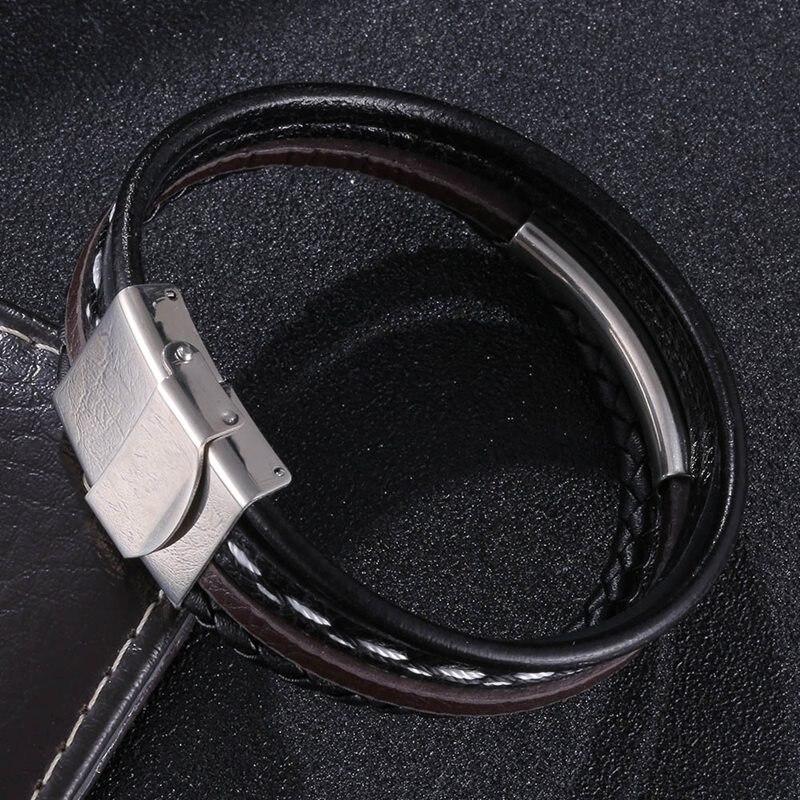 Модный кожаный браслет для мужчин Панк-рок ювелирное изделие Подарок Мужской браслет на запястье Ювелирное изделие