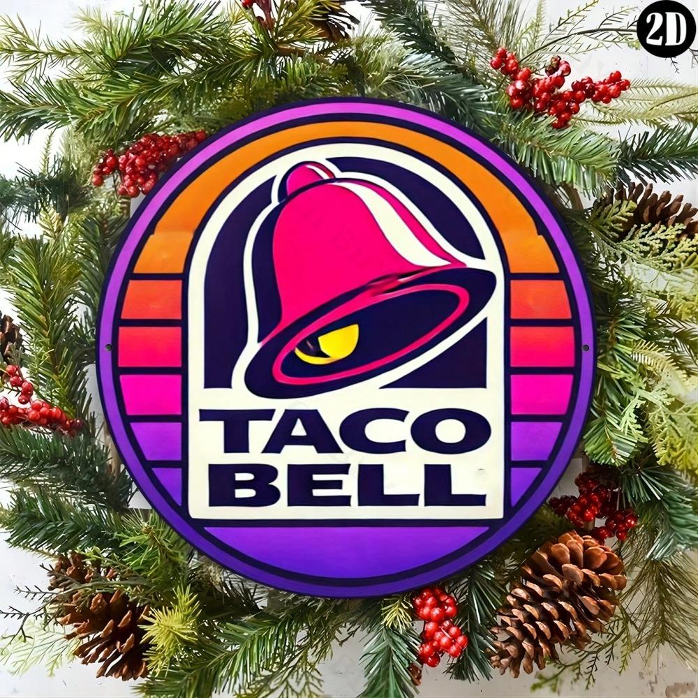 Винтажная металлическая настенная табличка в стиле Taco Bell, 8x8 дюймов, круглая, алюминиевая, декоративное искусство, легко повесить