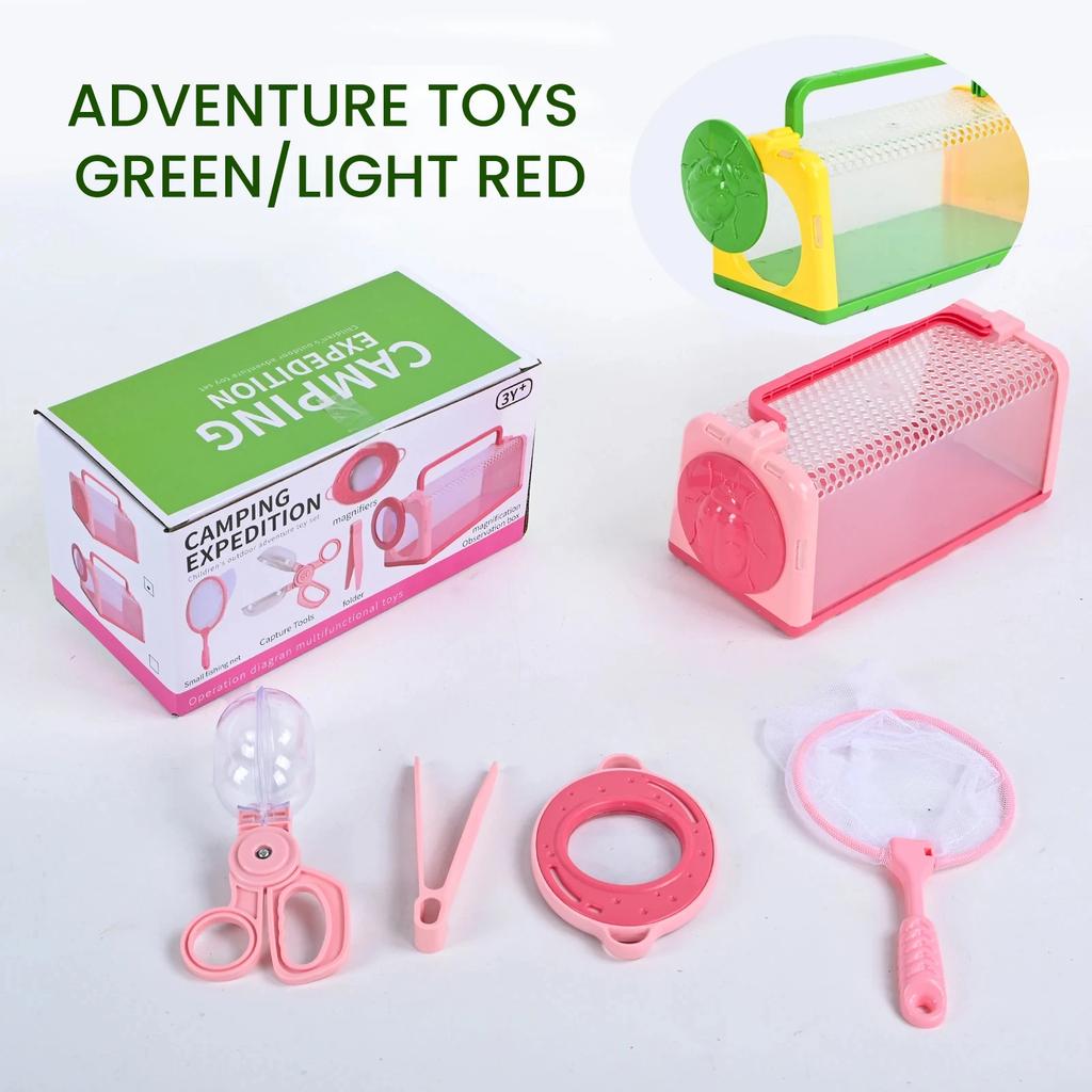 Non-Toxic Children'S Outdoor Tools Insect Observation Box Magnifying Glass Capture Net Capsule Clip Adventure Role-Playing Puzzle Toy