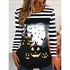 Halloween Women Sweatshirt Designer Round Neck Long Sleeve Loose Casual Autumn Gradient Spider Web Fun Pattern Print Tops