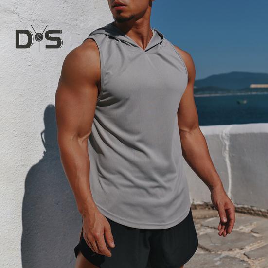Мужской спортивный жилет, тонкий, свободный, с капюшоном, быстросохнущий, однотонный, легкий, эластичный, для баскетбола, бега, спортзала, тренировок