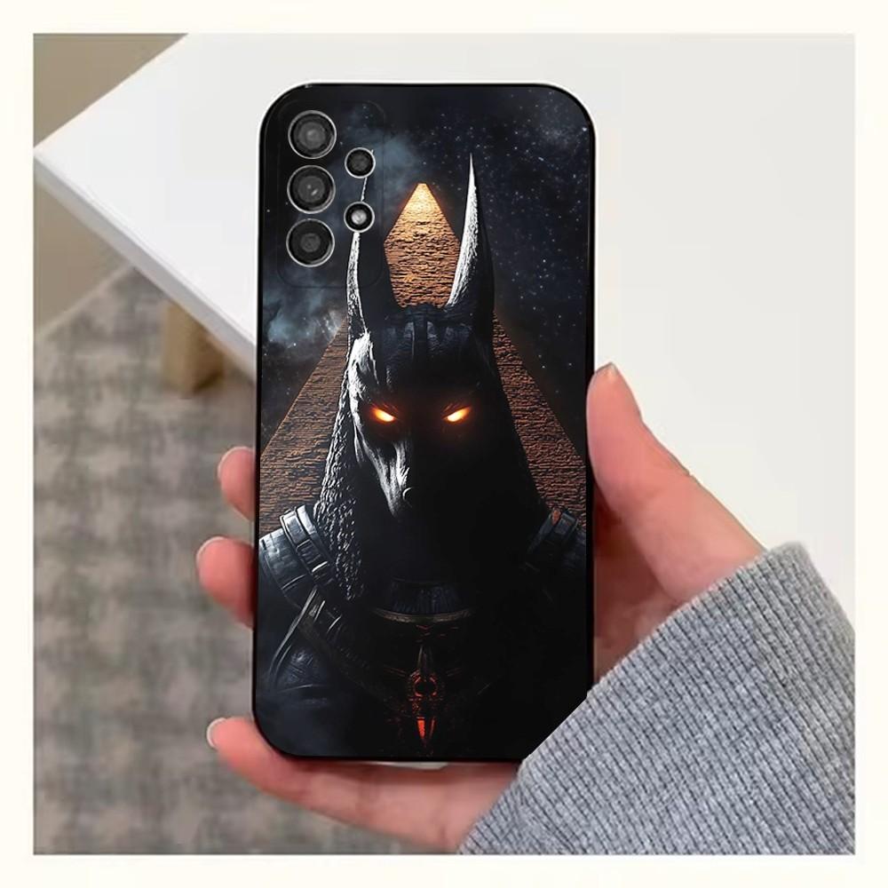 Anubis Egyptian God Phone Case For Samsung S25,S24,S23,S22,S20,S21,S10,Ultra,Plus,Lite,FE,Soft Silicone Black Cover