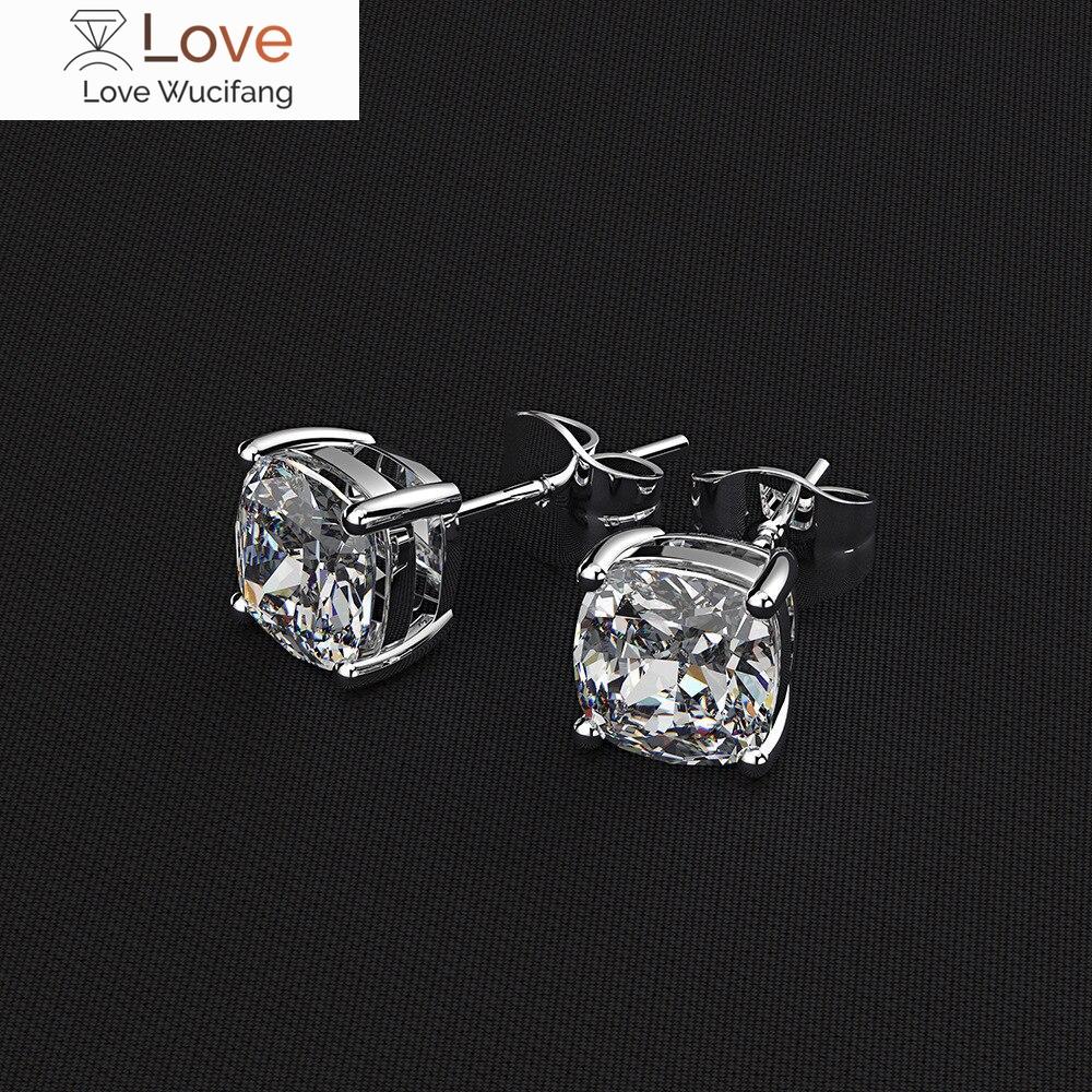 Wong Rain Classic 100% 925 Silver Created Moissanite Gemstone Wedding Помолвка Серьги-гвоздики Ювелирные изделия Оптовая продажа