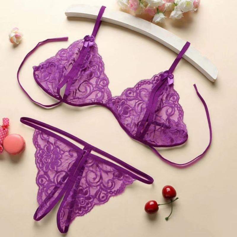 New Sexy Women's Open Range Underwear Feminine Lace Sexy Lingerie Women Sex Suit Thong Range Temptation Three Point Underwear