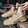 Модная повседневная молодежная уличная обувь цвета хаки, противоскользящая мягкая подошва, рабочая одежда, мужские кроссовки на толстой подошве, износостойкие, на шнуровке, противоскользящая обувь 2025