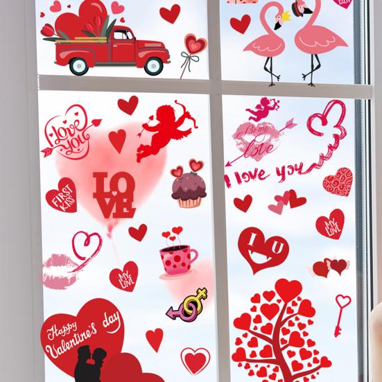 9 шт. статические наклейки ко Дню святого Валентина, легко наносятся, без остатка, яркий цвет, создают романтическую атмосферу, тематические наклейки для украшения окон