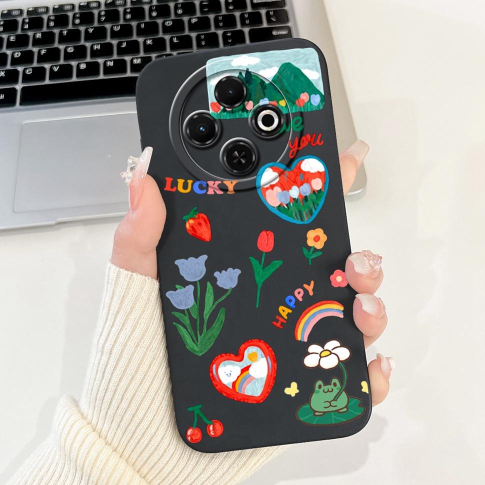Spark30C Cover For Tecno Spark 30C 2024 Case Cute Cartoon Girl Cover Soft Silicone Phone Case For Spark 30 C Spark30 Full Bumper