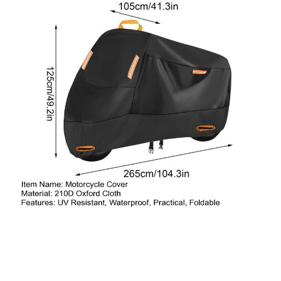 Прочный чехол для мотоцикла со светоотражающими полосами, водонепроницаемый, устойчивый к ультрафиолетовому излучению, надежно фиксируется на открытом воздухе