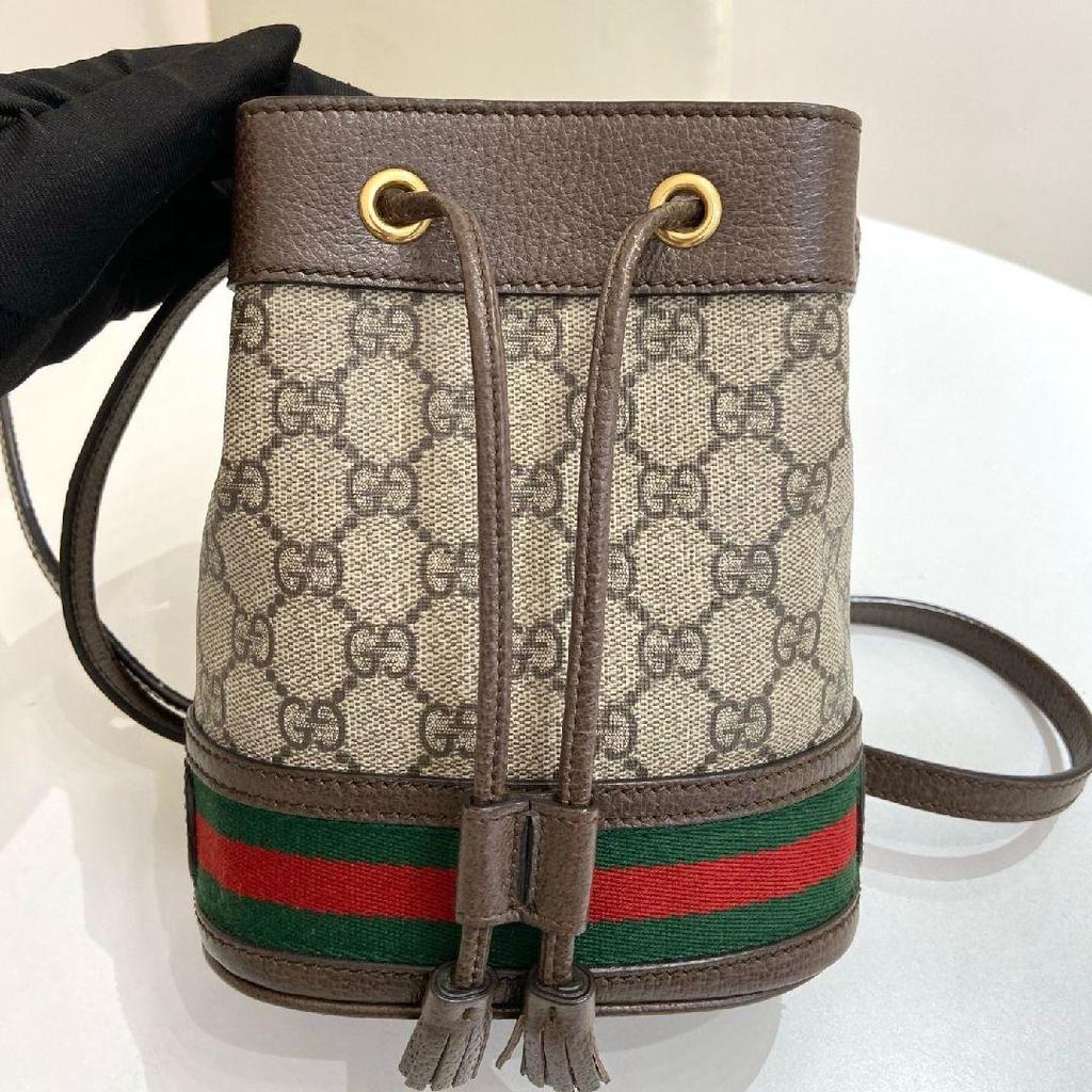 [Pre-Owned] Gucci Ophidia Mini Bucket Bag 'Beige/Ebony' - Excellent #1C3J7C8