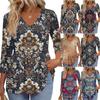 Women's T Shirt Print 3/4 Sleeve Fashion Basic V- Neck Regular Top