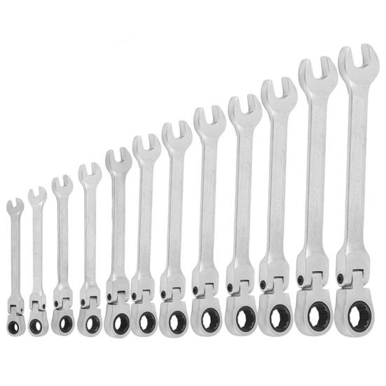 8mm-19mm 180 Degree Reversible Combination Movable Head Ratchet Wrench Socket Spanner