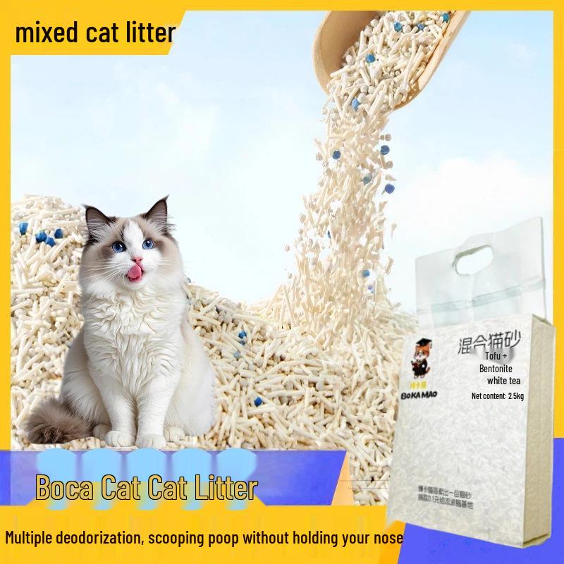 Бентонитовый Тофу Наполнитель для Кошек Boka Pet Supplies - Аромат Вишневого Цвета и Белого Чая, Дезодорирующий, Без Пыли, Комкующийся