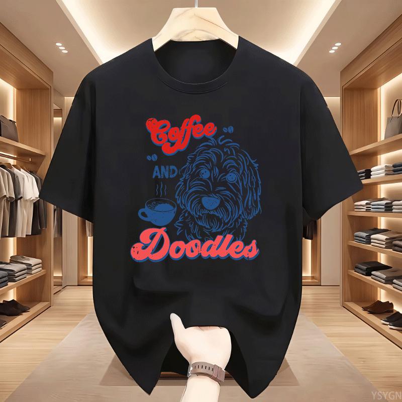Coffee Funny Doodle Dog Coffee Club Pet Lover Streetwear Tshirt Humor Tee Loose Fit Clothing For Unisex And Unisex Short Sleeve