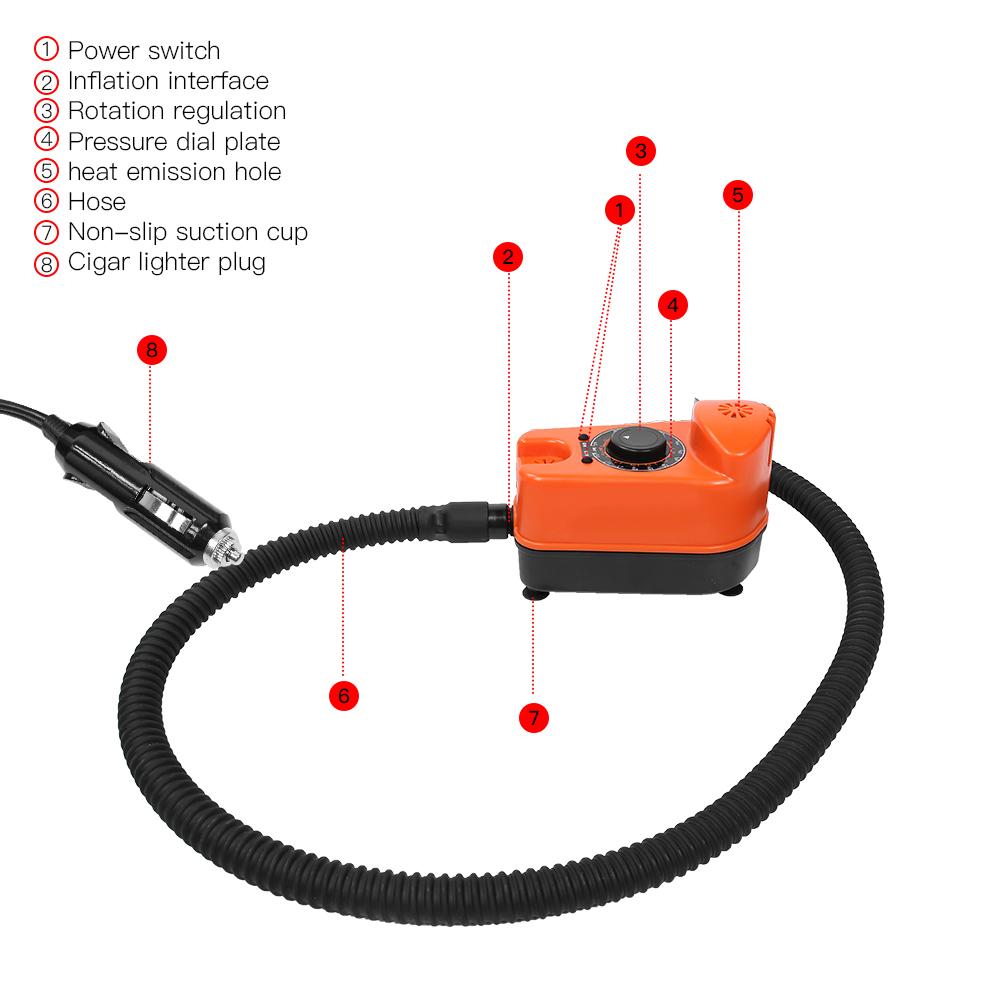 12V Portable Car High Pressure Electric Inflatable Air Pump for Outdoor Canoe Kayak Paddle Board Surfboard