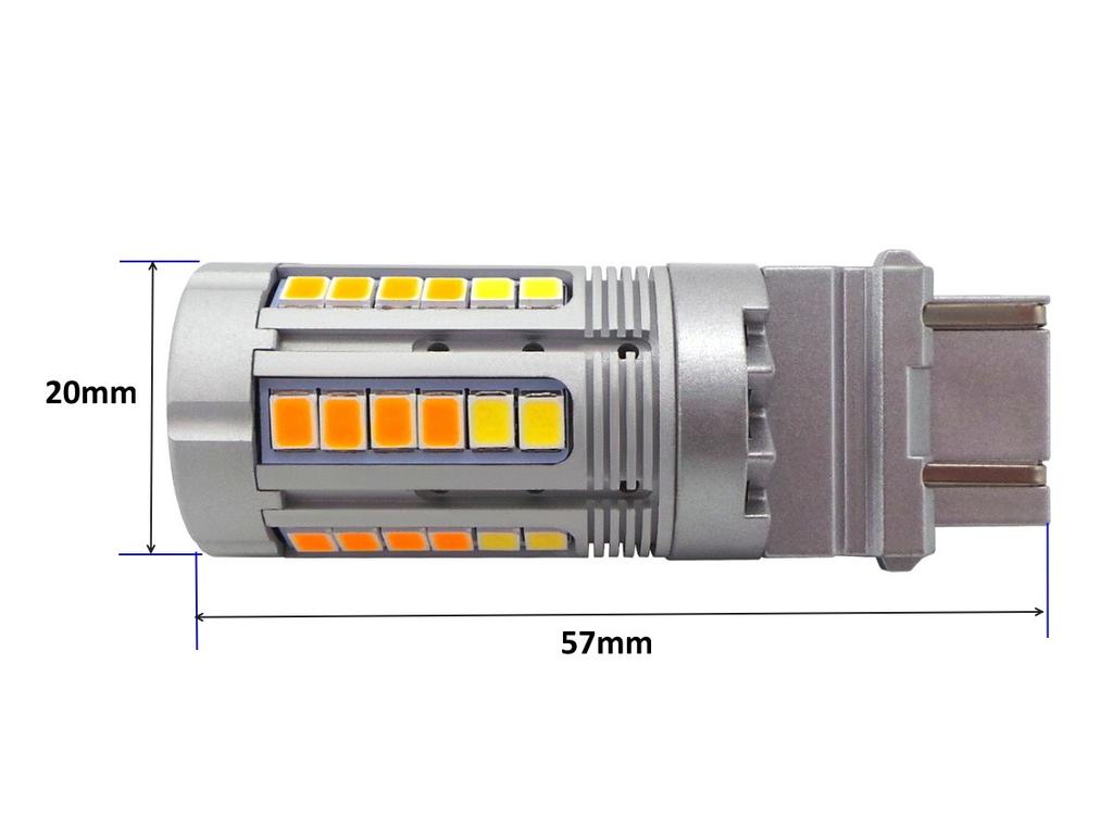 2 Pcs P27/7W LED Bulb 3157 12-24V White-orange No Error 100% CANBUS Off-Road