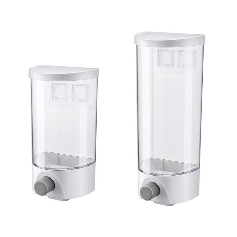 Wall Mounted Automatic Rice Cereal Dispenser Plastic Transparent Grain Storage 667A