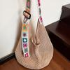Большая вместительная вязаная сумка-тоут в этническом стиле, вышитая плетеная сумка с ремешком для женщин, для путешествий