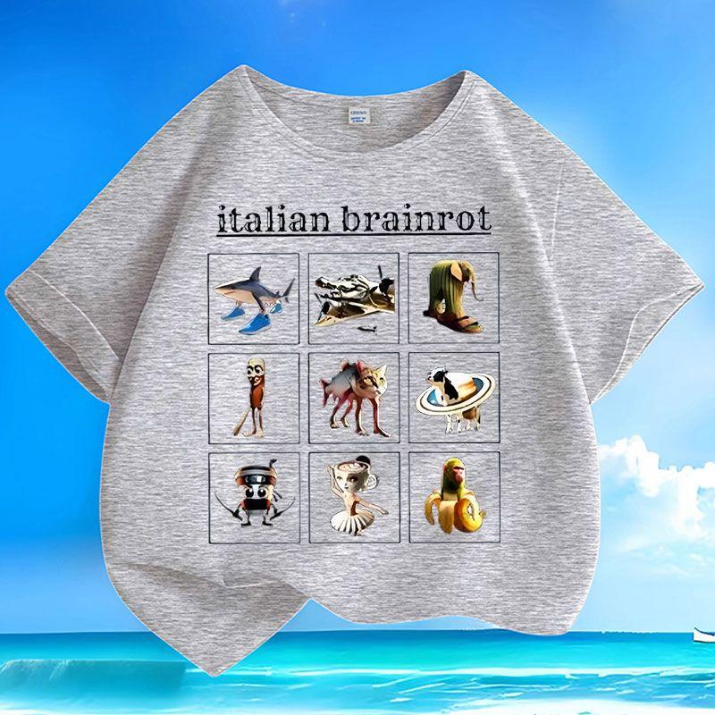 Детский повседневный тунтунгтунгсагур деревянная фигурка Шань Хай Цзин топ, летний свободный топ для мальчиков и девочек